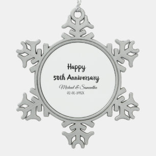 Happy 50th Anniversary Voeg paar naam datum bruilo Tin Sneeuwvlok Ornament