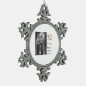 Happy 50th Anniversary Voeg paar naam datum bruilo Tin Sneeuwvlok Ornament (Links)