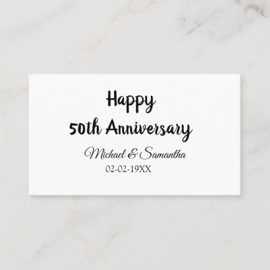 Happy 50th Anniversary Voeg paar naam datum bruilo Visitekaartje (Voorkant)