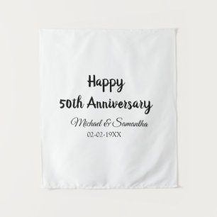 Happy 50th Anniversary Voeg paar naam datum bruilo Wandkleed