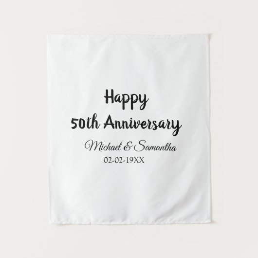Happy 50th Anniversary Voeg paar naam datum bruilo Wandkleed (Voorkant)