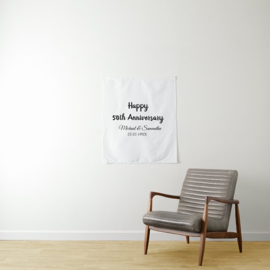 Happy 50th Anniversary Voeg paar naam datum bruilo Wandkleed (In situ)
