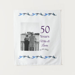 Happy 50th Anniversary Voeg paar naam datum bruilo Wandkleed