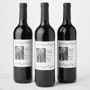 Happy 50th Anniversary Voeg paar naam datum bruilo Wijn Etiket