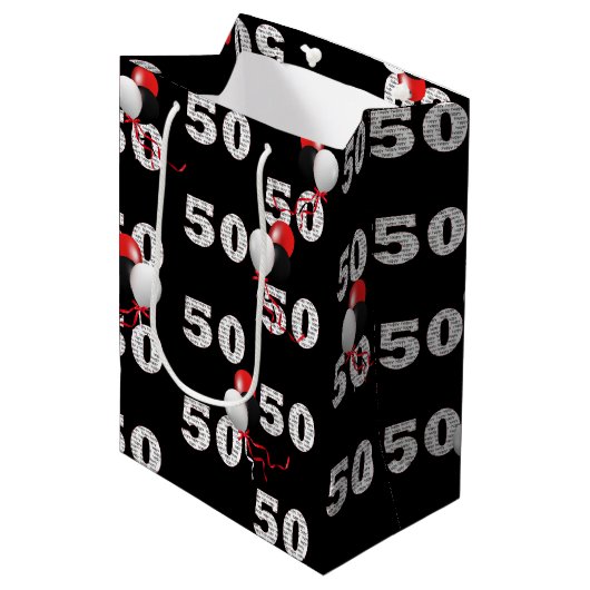Happy 50th Birthday Balloons Medium Cadeau Sac (Devant Angle)