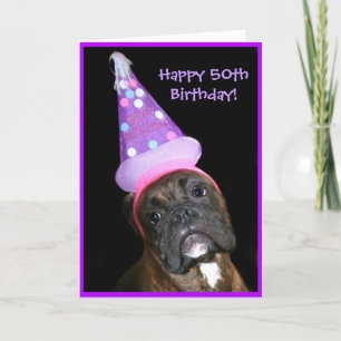 Happy 50th Birthday Boxer Dog greeting card Kaart