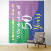 Happy 50th Birthday Celebration Tapestry Wandkleed (In situ)