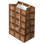 Happy 50th Birthday Chocolate Snoep Bar Medium Cadeauzakje (Achterkant Gekanteld)