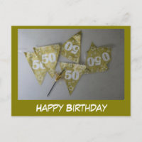 Happy 50th Birthday Cust. Tekst Briefkaart