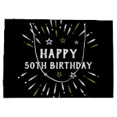 Happy 50th Birthday Fire White Gold Groot Cadeauzakje (Achterkant)