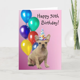 Happy 50th Birthday French Bulldog Kaart
