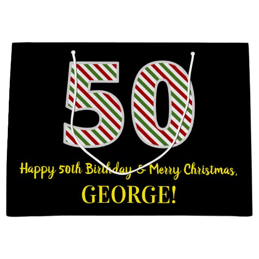 Happy 50th Birthday & Merry Kerstmis, aangepaste n Groot Cadeauzakje (Voorkant)