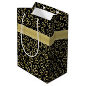 Happy 50th Birthday Number Pattern Black/Gold Medium Cadeauzakje (Achterkant Gekanteld)