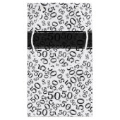 Happy 50th Birthday Number Pattern Black/White Klein Cadeauzakje (Achterkant)