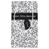 Happy 50th Birthday Number Pattern Black/White Klein Cadeauzakje (Voorkant)
