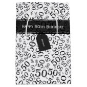 Happy 50th Birthday Number Pattern Black/White Medium Cadeauzakje (Voorkant)