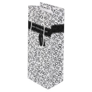 Happy 50th Birthday Number Pattern Black/White Wijn Cadeautas