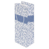 Happy 50th Birthday Number Pattern Blue/White Wijn Cadeautas (Achterkant Gekanteld)