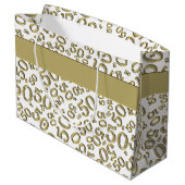 Happy 50th Birthday Number Pattern Gold/White Groot Cadeauzakje (Achterkant Gekanteld)