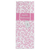 Happy 50th Birthday Number Pattern Pink/White Wijn Cadeautas (Voorkant)