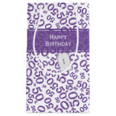 Happy 50th Birthday Random Number Pattern Paars Klein Cadeauzakje (Voorkant)