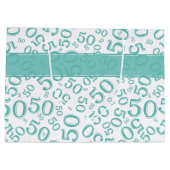 Happy 50th Birthday Random Pattern Blauwgroen/Whit Groot Cadeauzakje (Achterkant)