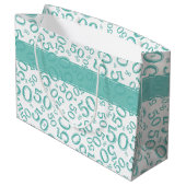 Happy 50th Birthday Random Pattern Blauwgroen/Whit Groot Cadeauzakje (Achterkant Gekanteld)