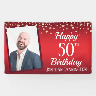Happy 50th Birthday Red met Confetti One Photo Spandoek