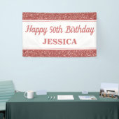 Happy 50th Birthday Roos Gold Glitter Spandoek (Beurs)