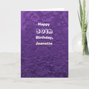Happy 50th Birthday Wenskaart Paarse Dolls Kaart