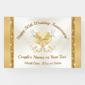 Happy 50th Jubileum Banner, gepersonaliseerd Golde Spandoek (Horizontaal)
