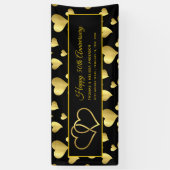 HAPPY 50th JUBILEUM GOLD LINKED HEARTS BANNER (Verticaal)