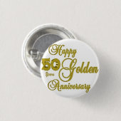 Happy 50th Jubileum Pin Ronde Button 3,2 Cm (Voorkant /achterkant)