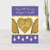 Happy 50th Jubileum voegt gouden paarse namen toe Kaart (Voorkant)