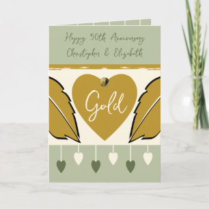 Happy 50th Jubileum voegt namen gouden groen toe Kaart
