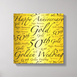 Happy 50th Jubileum Word Art Graphic Canvas Afdruk