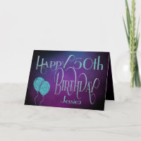 Happy 50th Name Paars Blauwgroen Mystical Birthday