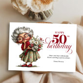 Happy 50th quirky woman card fun whimsical humor kaart
