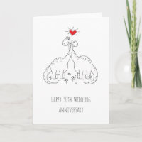 Happy 50th Wedding Jubileum Couple Dinosaurs