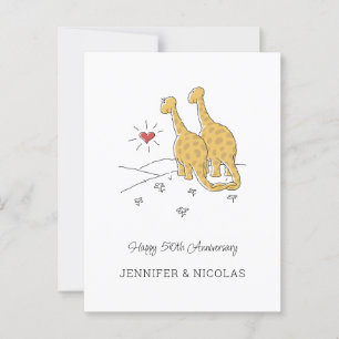 Happy 50th Wedding Jubileum Cute Dinosaurs Kaart