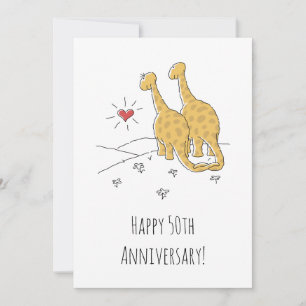 Happy 50th Wedding Jubileum Cute Dinosaurs Kaart