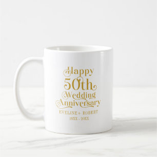 Happy 50th Wedding Jubileum Gold Typografie Koffiemok