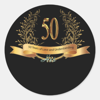 Happy 50th Wedding Jubileum Greeting Carts Ronde Sticker