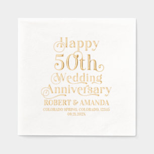 Happy 50th Wedding Jubileum Retro Typografie Folie Servetten