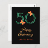 Happy 50th Wedding Jubileum Vlinder Briefkaart (Voorkant / Achterkant)