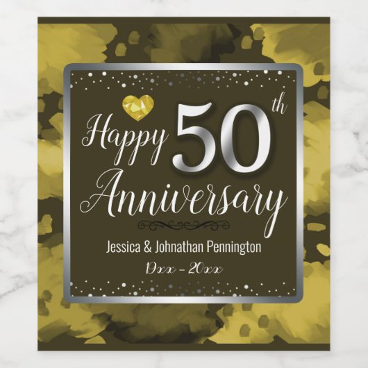 Happy 50th Wedding Jubileum Wijn Etiket (Enkel label)