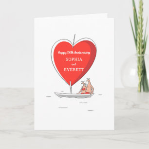 Happy 50th Wedding Jubileum Zeilboot Hart Kaart