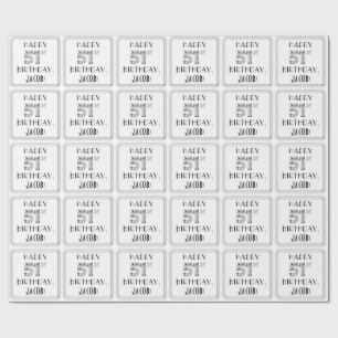 HAPPY 51ST BIRTHDAY; Art Deco Style; aangepaste na Cadeaupapier
