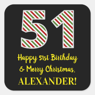 Happy 51st verjaardag & prettige kerst, aangepaste vierkante sticker