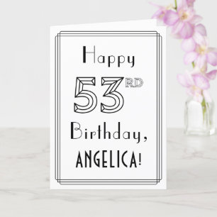 Happy 53rd Birthday, Art Deco Style met aangepaste Kaart
